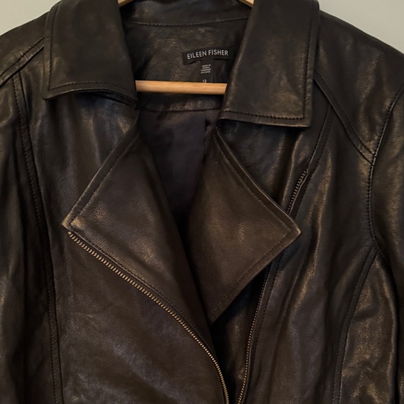 Eileen Fisher Black lamb Leather Jacket for Women - Picture 5 of 6